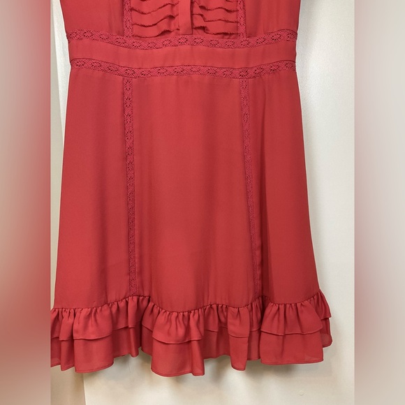 Rebecca Minkoff Ariel Tiered Ruffle Dress, Red/Coral, size 4 - Picture 6 of 16
